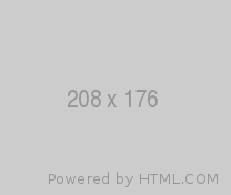A gray placeholder image with the text 208 x 176 centered, indicating the images dimensions. At the bottom, it says Powered by HTML.COM.